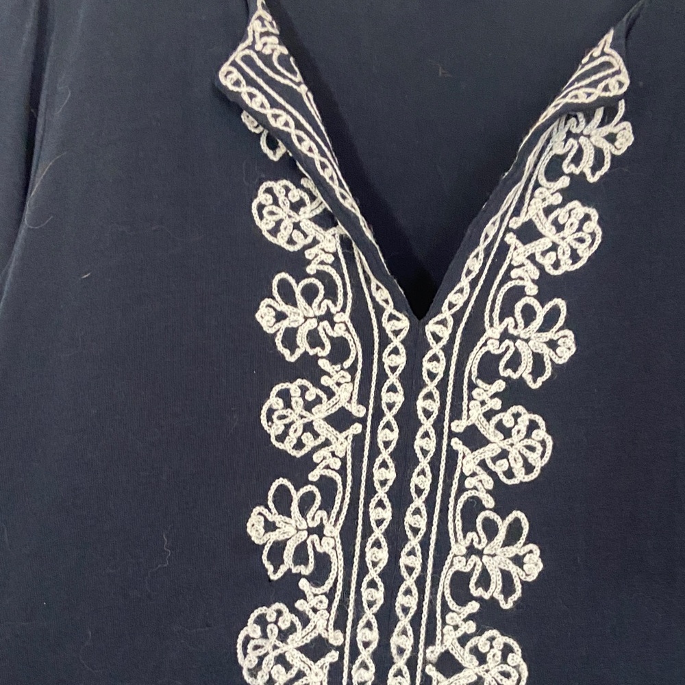 J. Jill Dark Blue Blouse with White Detailing - Picture 3 of 4